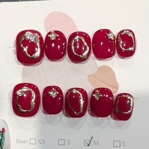 Red and Gold Nail Art Set